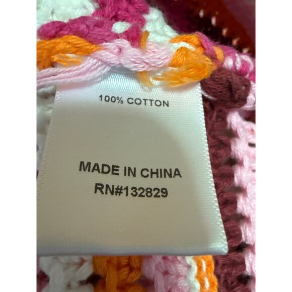 Lovers + Friends Multicolor Crochet Knit Striped Sleeveless Cami Crop Tube Top S - Picture 4 of 4